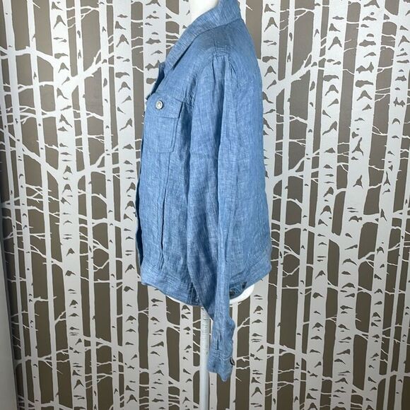 100% Linen Trucker Style Jacket L - Picture 14 of 16